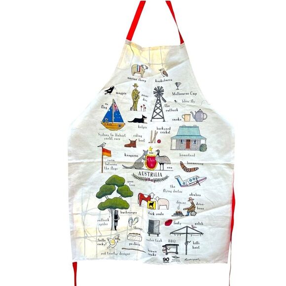 "This is Australia" Full Length Souvenir Apron Pure Cotton Language Folk Art - Picture 1 of 7